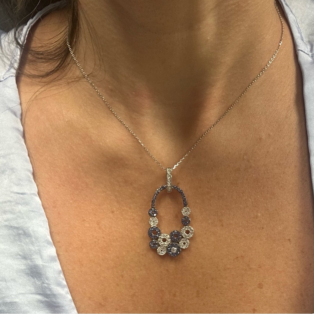 Suzy Levian Sterling Silver Blue Sapphire White Sapphire  Pendant Necklace NWT